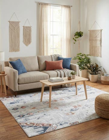 Ivory Gray Kamala Washable Rug