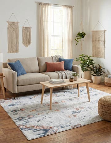 Ivory Gray Kamala Washable Rug