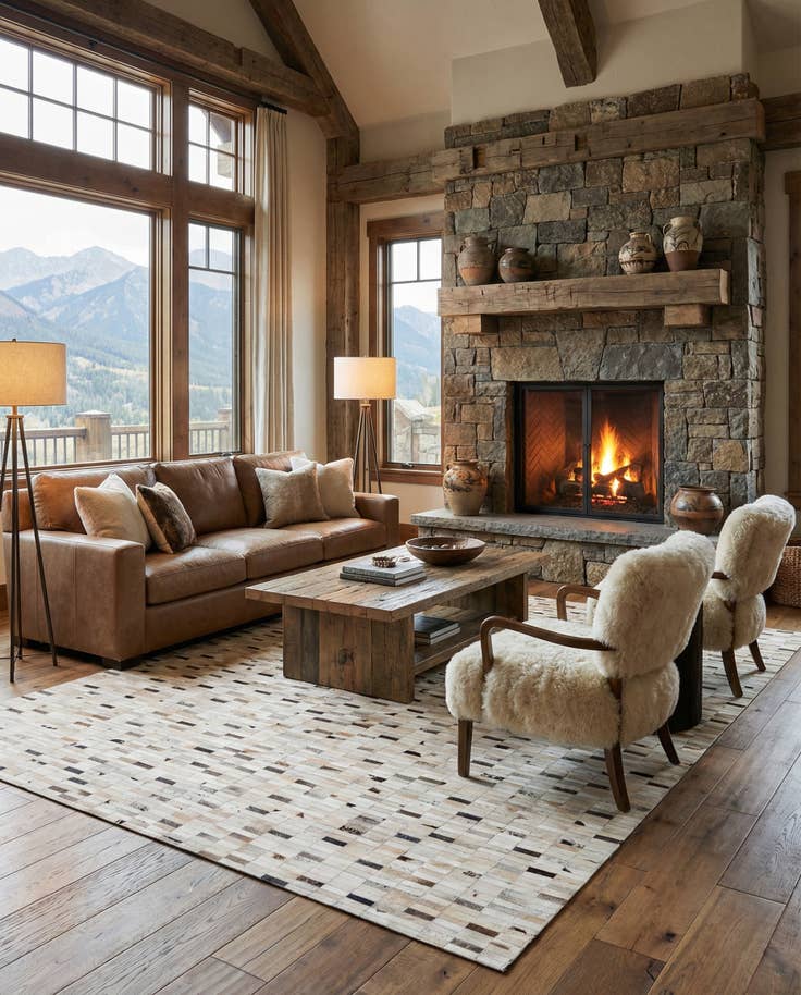 Detail image of 7' 11 x 9' 9 Cowhide Stocks Rug