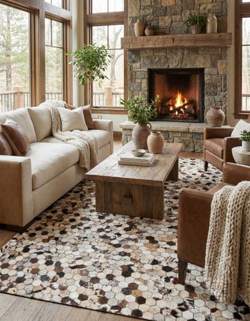 5' 2 x 8' 1 Cowhide Rug
