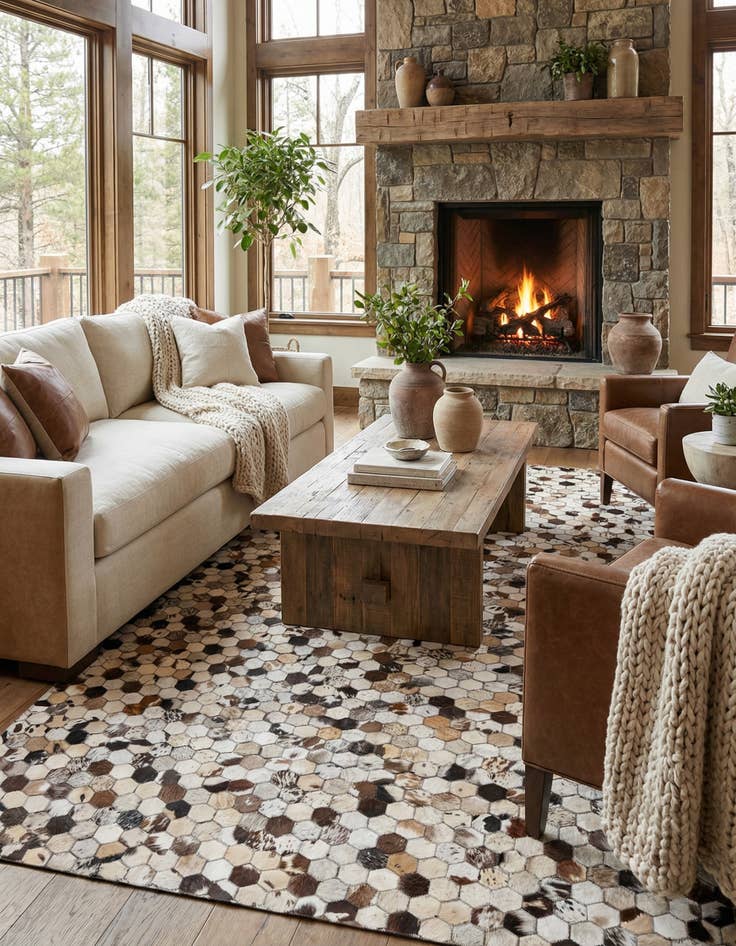 Detail image of  5' 2 x 8' 1 Cowhide Rug