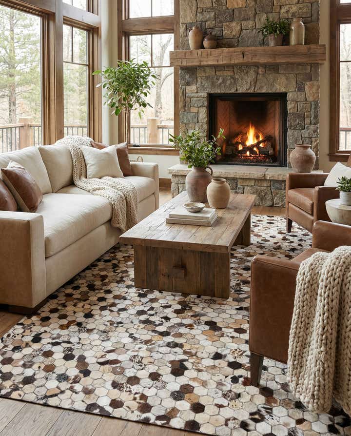 5' 2 x 8' 1 Cowhide Rug