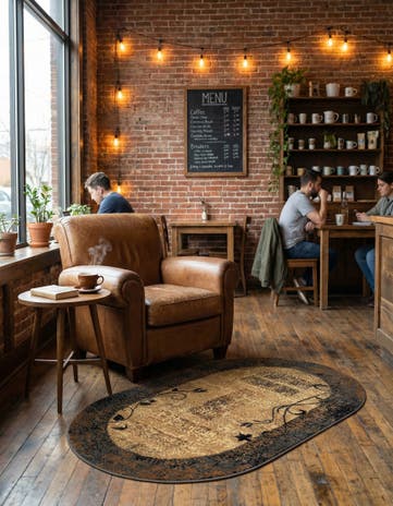 3' 1 x 5' 3 Coffee Shop Oval Rug