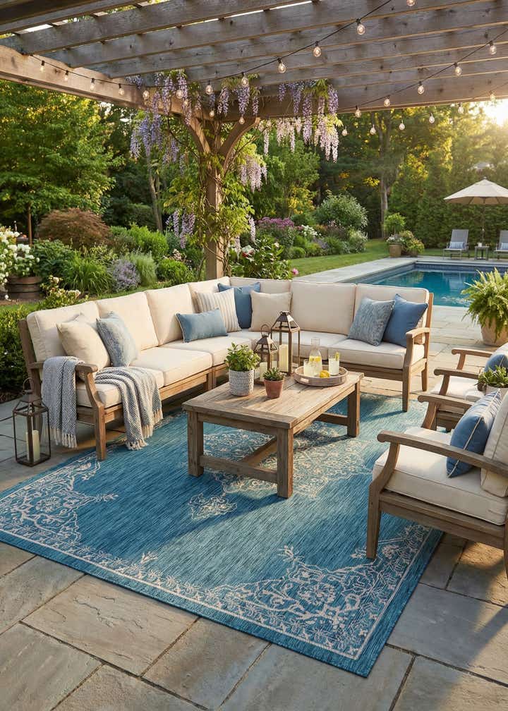 9' x 12' Easy-Clean Traditional Indoor / Outdoor Rug