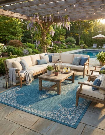 9' x 12' Easy-Clean Traditional Indoor / Outdoor Rug