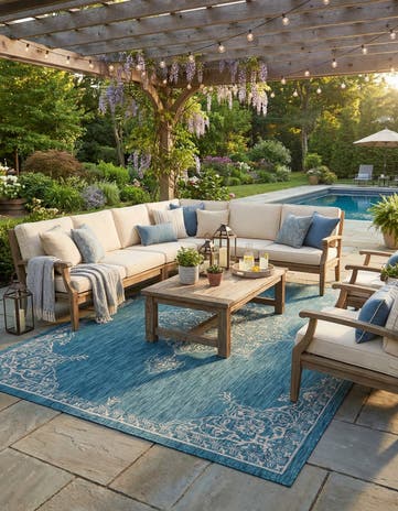 9' x 12' Easy-Clean Traditional Indoor / Outdoor Rug