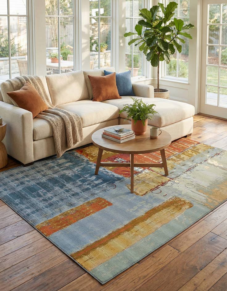 Detail image of 8' x 11' 4  Washable Modern Indoor / Outdoor Rug