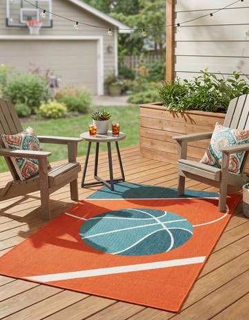 4' x 5' 8 Easy-Clean Modern Indoor / Outdoor Rug