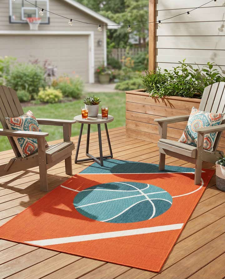 4' x 5' 8 Easy-Clean Modern Indoor / Outdoor Rug