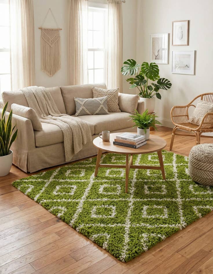 Detail image of 6' x 6' Trellis Shag Square Rug