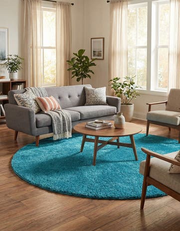 7' 10 x 7' 10 Solid Frieze Round Rug