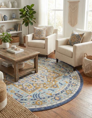 Sky blue Whitney Round Rug