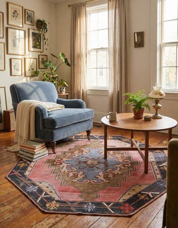 7' 6 x 7' 6 Washable Timeless Octagon Rug