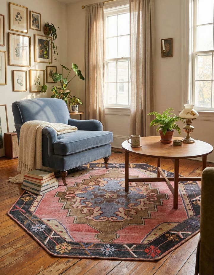 7' 6 x 7' 6 Washable Timeless Octagon Rug