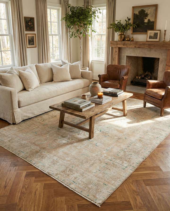 6' 3 x 9' 8 Hand Knotted Ultra Vintage Persian Wool Rug