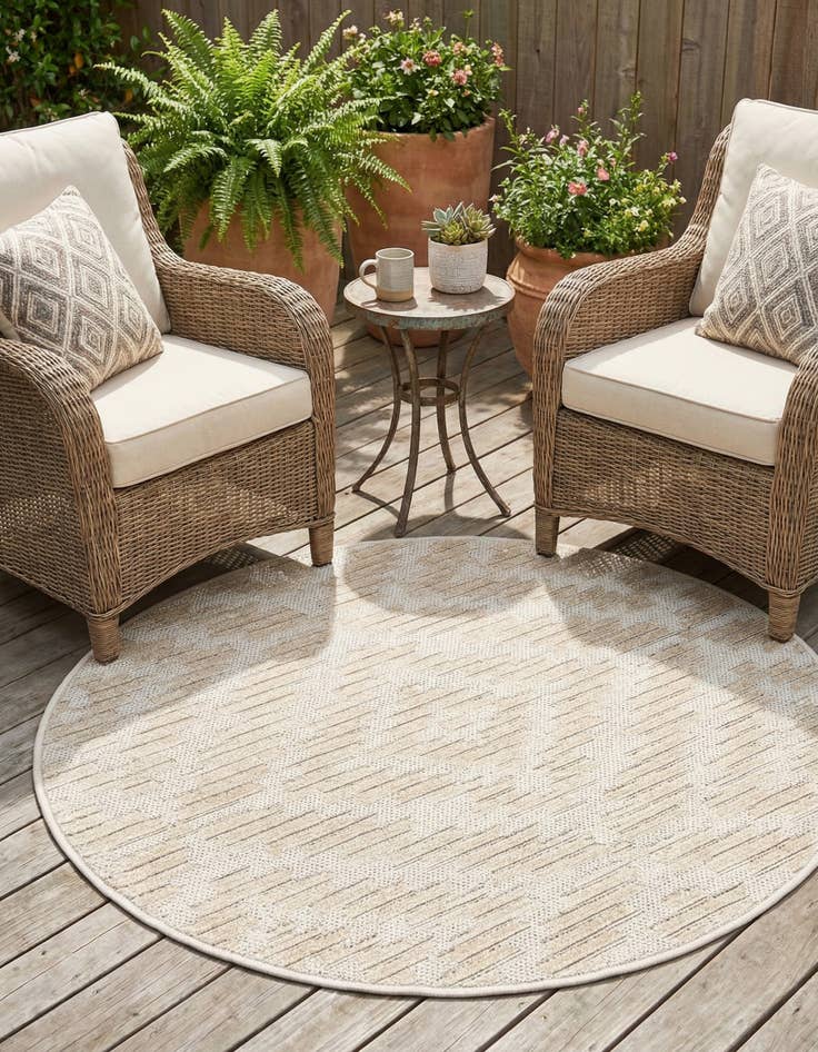 Detail image of 3' x 3'  Washable Sabrina Soto Indoor / Outdoor Round Rug