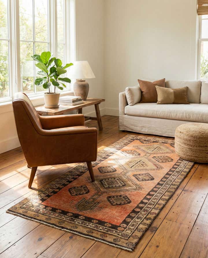 3' 7 x 8' 4 Hand Knotted Ultra Vintage Persian Wool Runner Rug