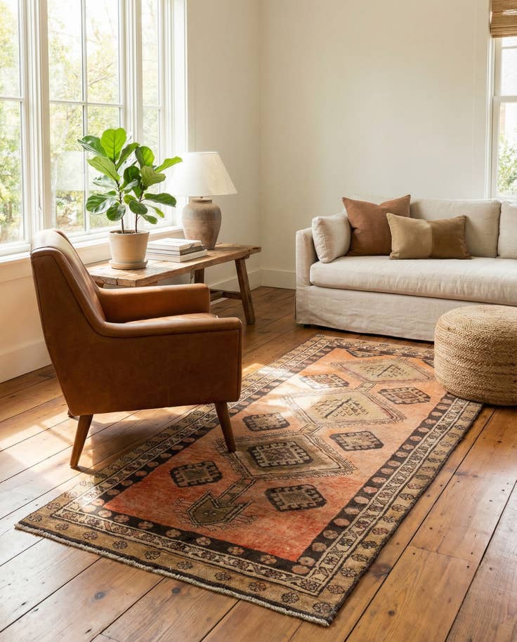 Detail image of 3' 7 x 8' 4 Hand Knotted Ultra Vintage Persian Wool Runner Rug