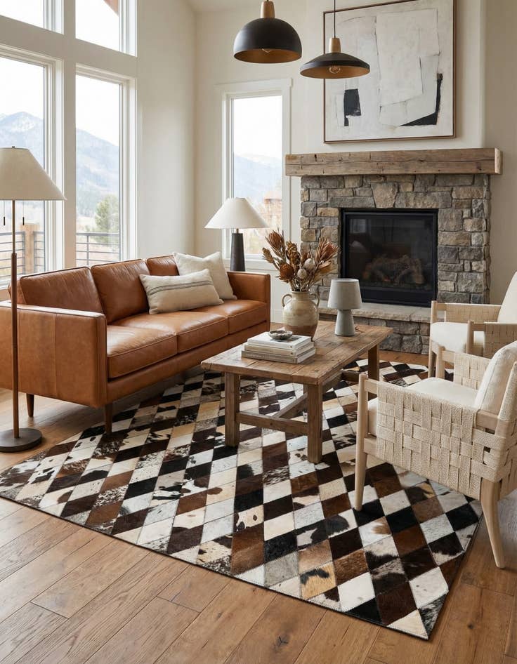 Detail image of 4' 9 x 6' 9 Cowhide Stocks Rug