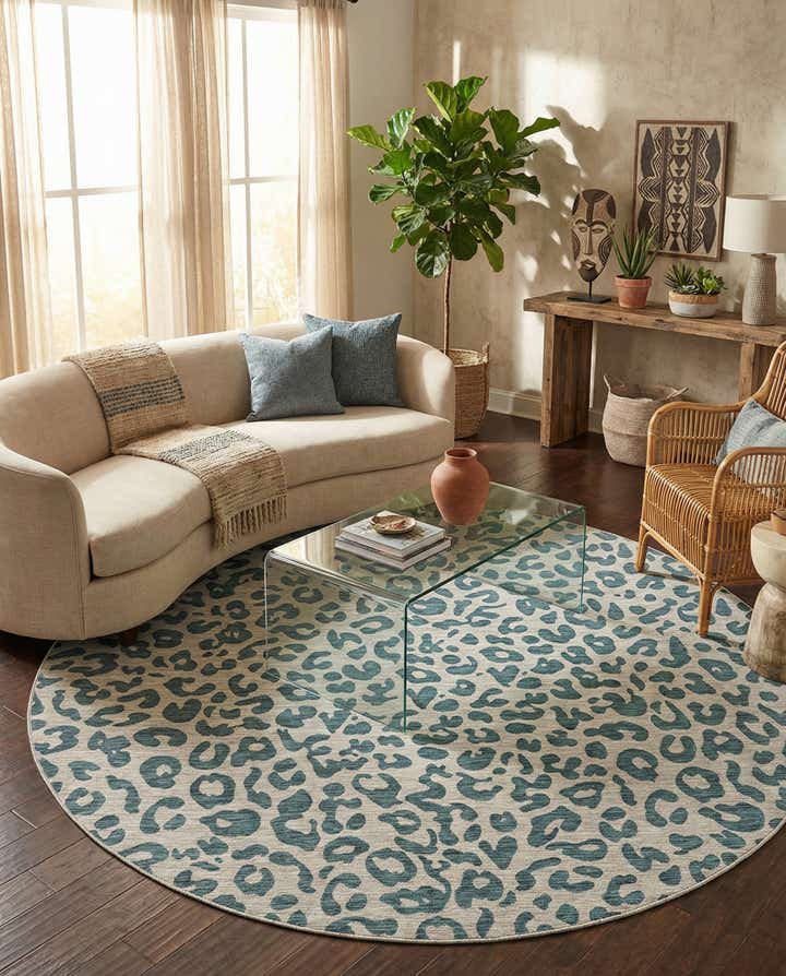 10' 8 x 10' 8 Easy-Clean Safari Indoor / Outdoor Round Rug