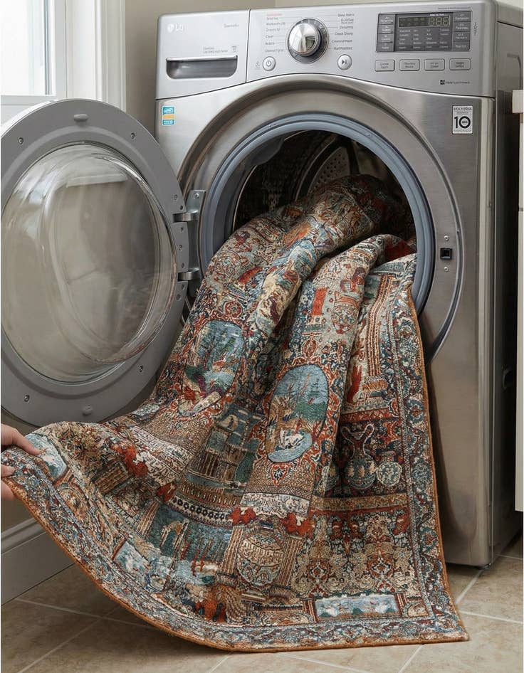 Detail image of  7' 10 x 10'  Washable Traditional Indoor / Outdoor Rug