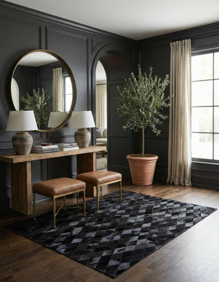 Detail image of 4' 7 x 6' 8 Cowhide Stocks Rug