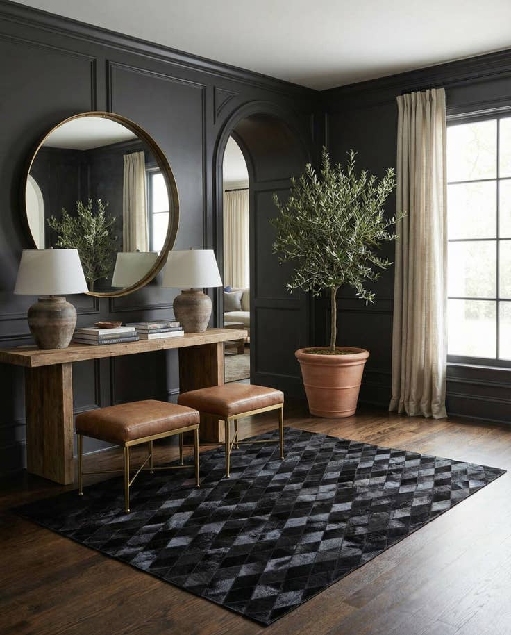 Detail image of 4' 7 x 6' 8 Cowhide Stocks Rug