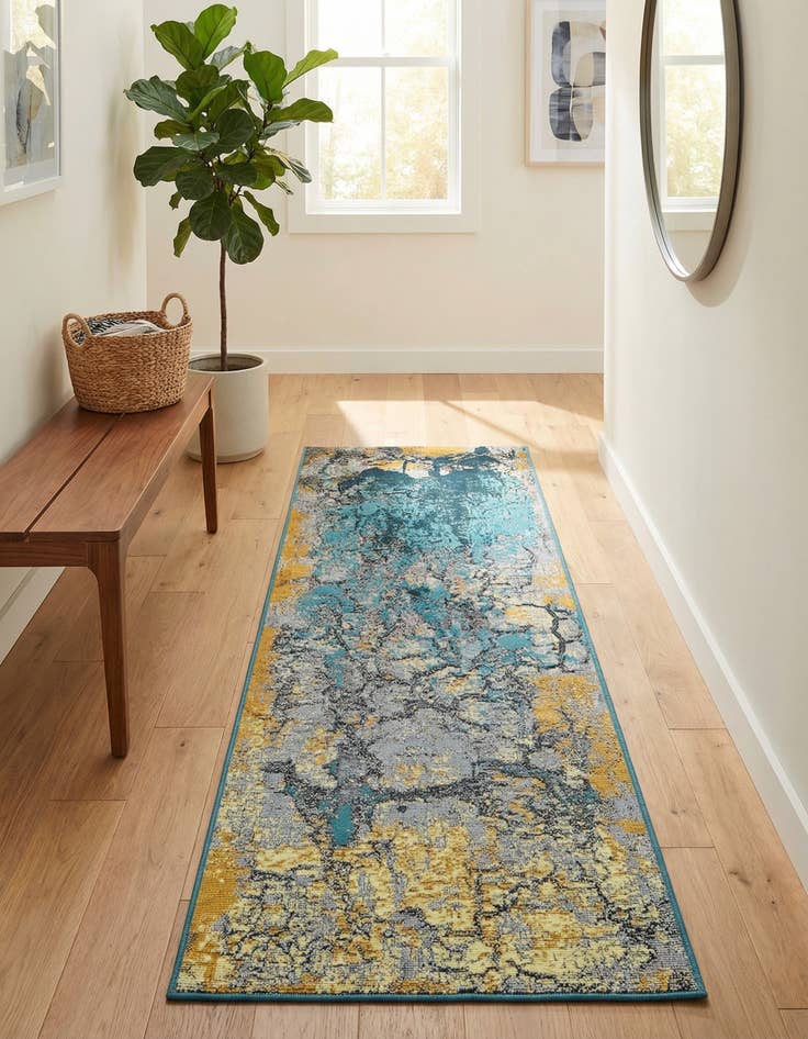 Detail image of 2' x 6'  Washable Modern Indoor / Outdoor Runner Rug
