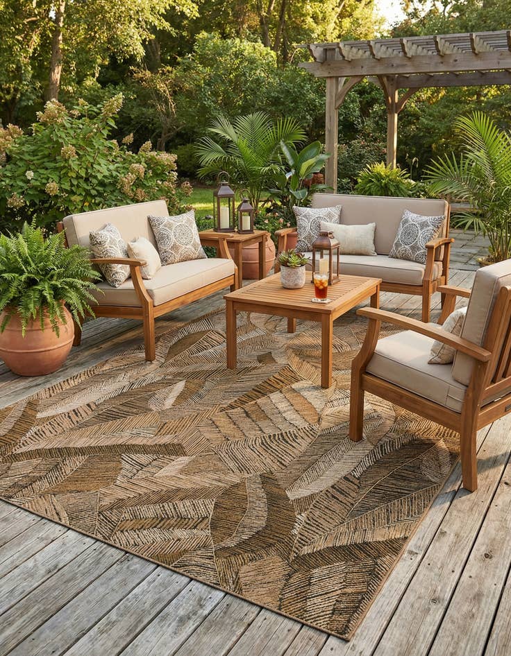 Detail image of 10' x 13'  Washable Botanical Indoor / Outdoor Rug