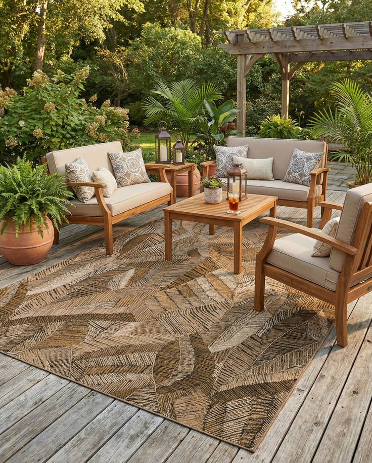 Detail image of 10' x 13' Easy-Clean Botanical Indoor / Outdoor Rug