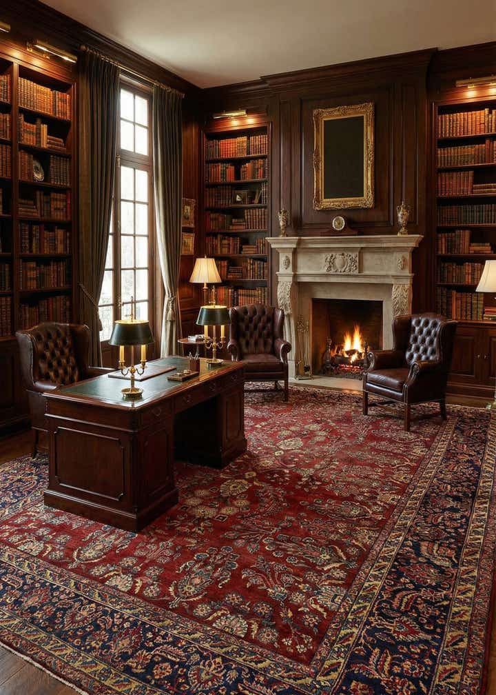 8' 6 x 11' 9 Hand Knotted Sarough Persian Wool Rug