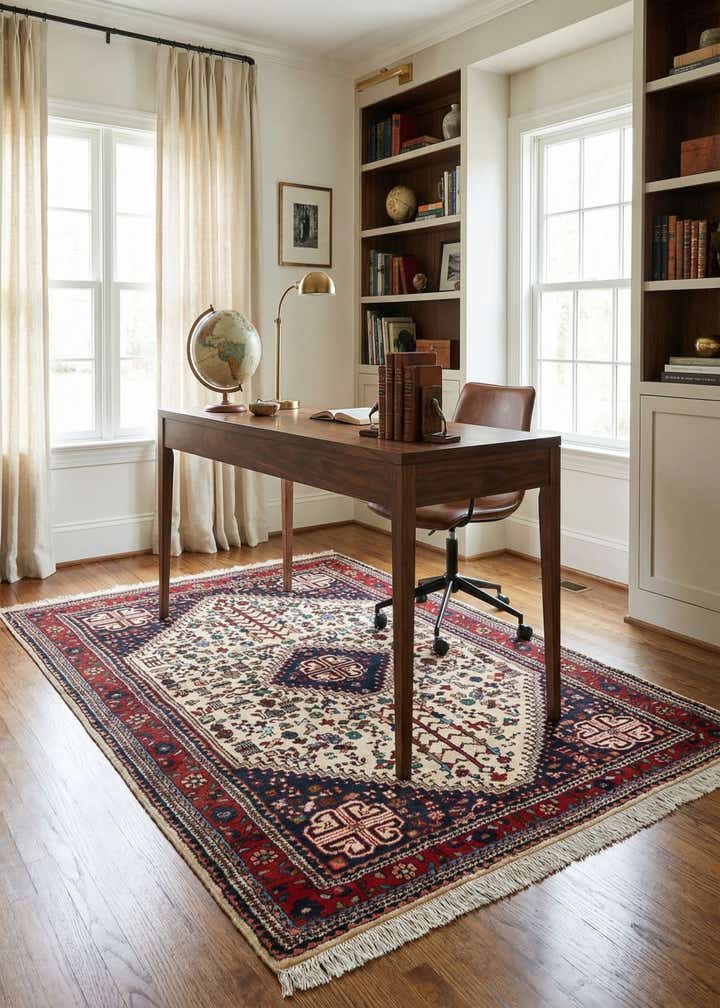 5' 7 x 7' 8 Hand Knotted Hamedan Wool Rug