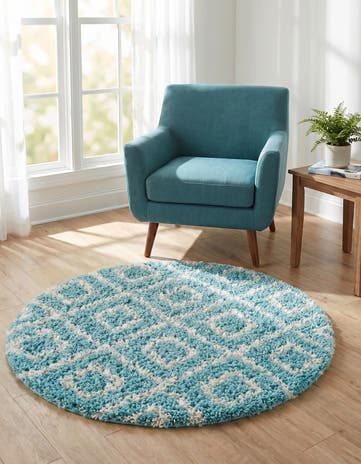 3' 3 x 3' 3 Lattice Shag Round Rug