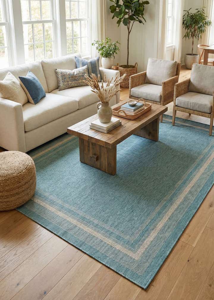 7' 10 x 11' Easy-Clean Border Indoor / Outdoor Rug