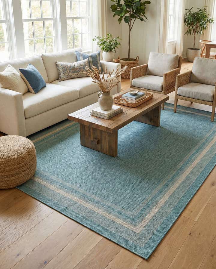 7' 10 x 11' Easy-Clean Border Indoor / Outdoor Rug