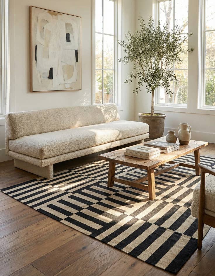 Detail image of 5' 7 x 7' 9  Hand Woven Kilim Modern Wool Rug