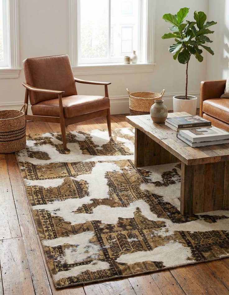 Detail image of 5' 2 x 7'  Hand Knotted Ultra Vintage Persian Wool Rug