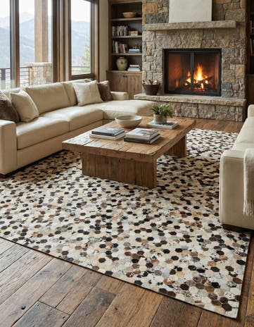 8' 1 x 10' Cowhide Leather Rug