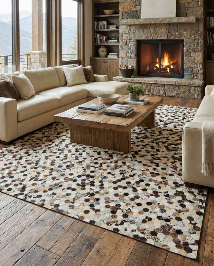 8' 1 x 10' Cowhide Leather Rug