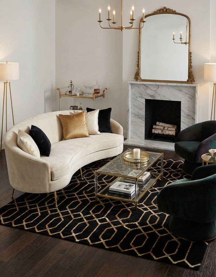 Detail image of 10' x 10'  Marilyn Monroe™ Glam Trellis Square Rug