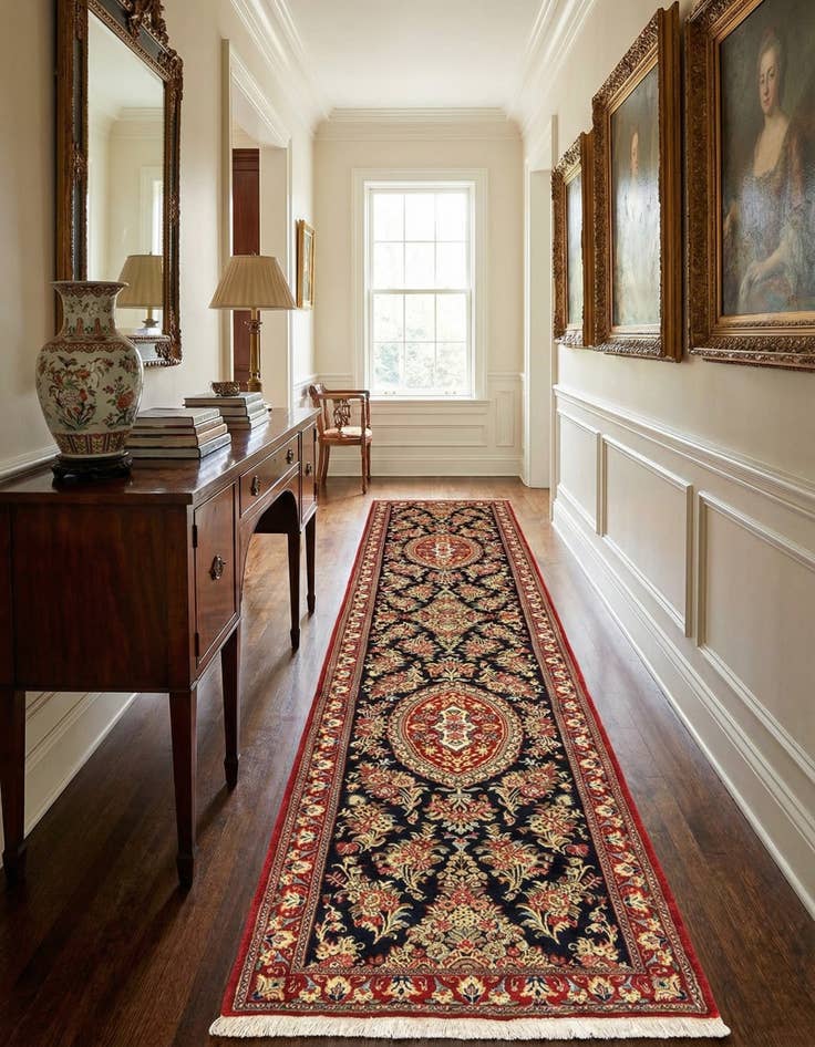 Detail image of  2' 9 x 14' 1  Hand Knotted Qom Persian Runner Rug