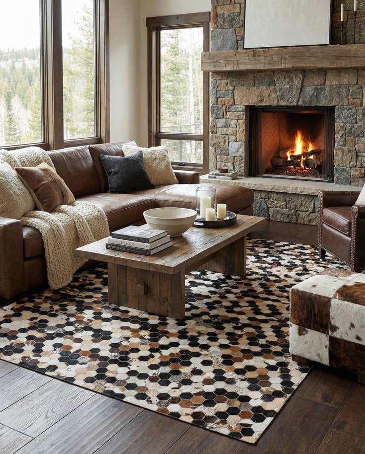 Detail image of 5' 1 x 8' 1 Cowhide - Patchwork Rug