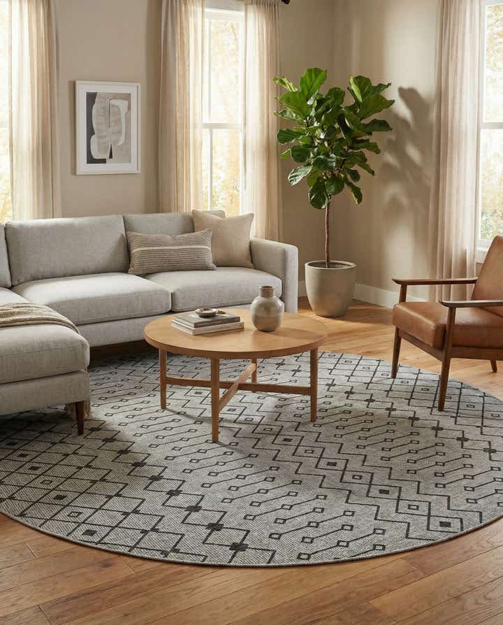 10' 8 x 10' 8 Easy-Clean Lattice Indoor / Outdoor Round Rug