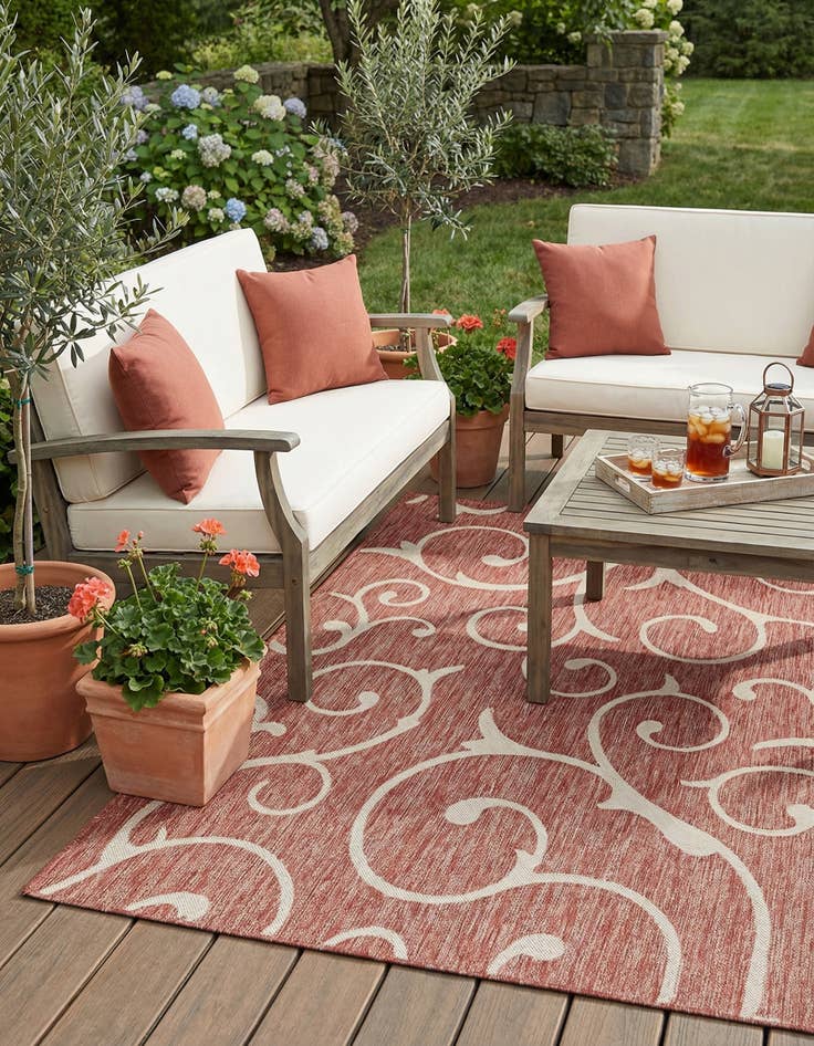 Detail image of  5' 3 x 8'  Washable Botanical Indoor / Outdoor Rug