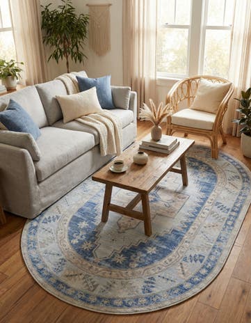 Sky blue Whitney Oval Rug