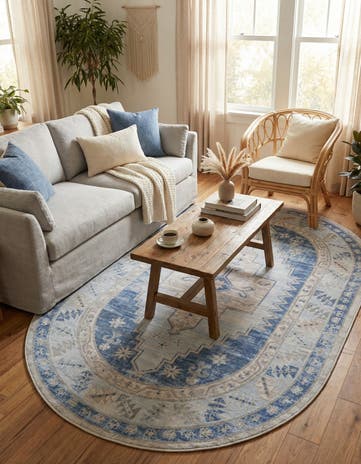 Sky blue Whitney Oval Rug
