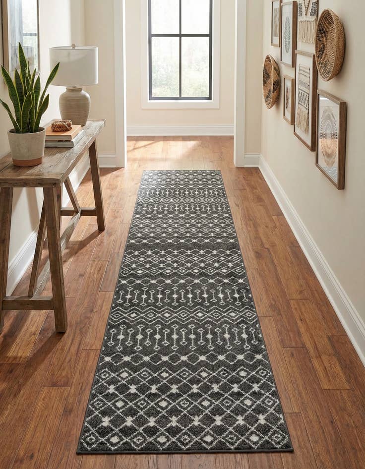 Detail image of 3' 3 x 16' 5 Moroccan Trellis Runner Rug