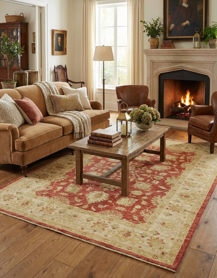 Detail image of  5' x 6' 4  Hand Knotted Peshawar Ziegler Rug