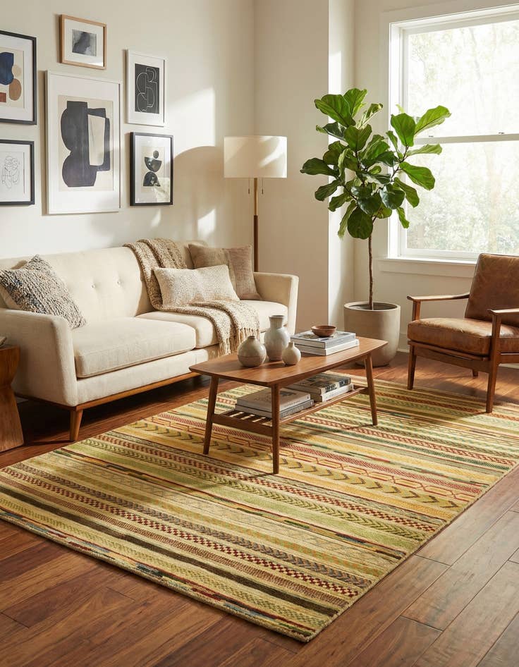 Detail image of 4' x 5' 10  Hand Knotted Modern Ziegler Rug