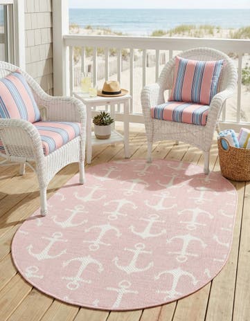 3' x 5' 3 Easy-Clean Coastal Indoor / Outdoor Oval Rug